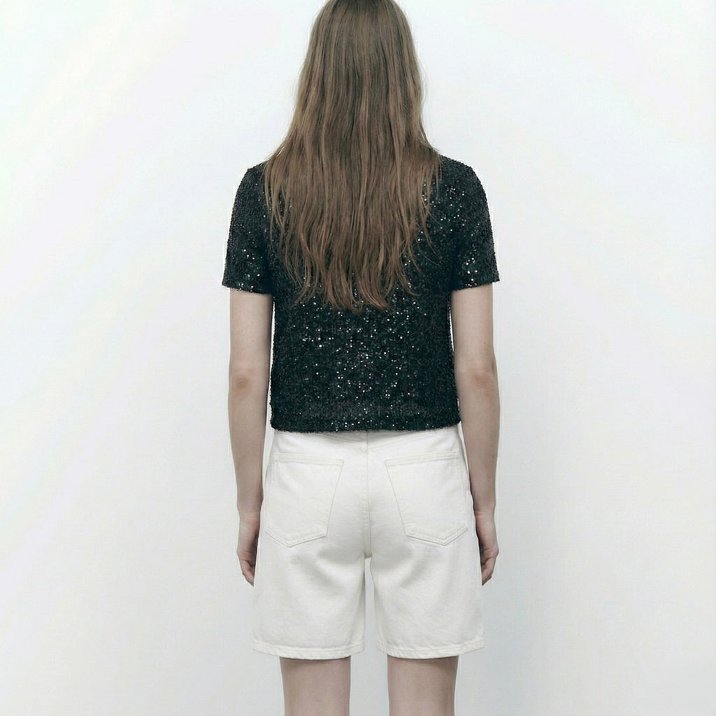 TOP EN MAILLE À SEQUINS