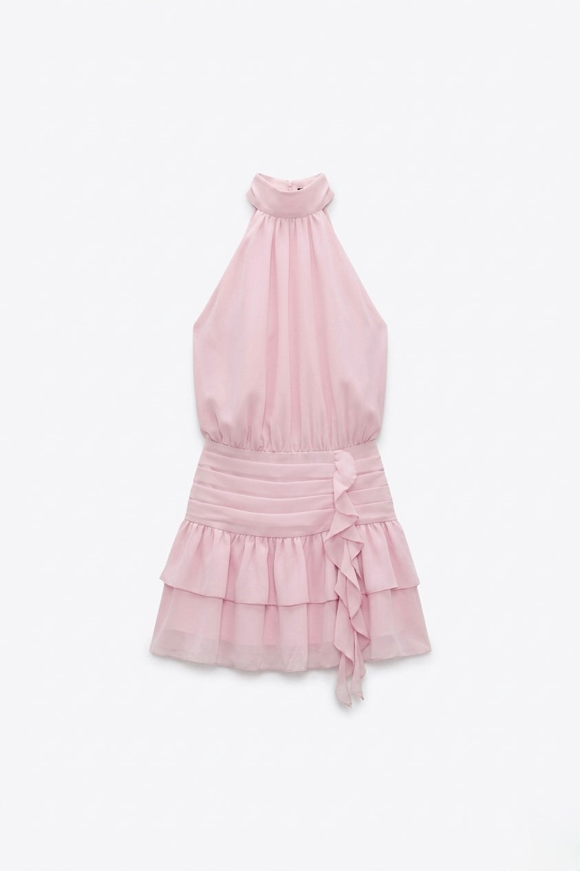 ROBE COURTE À VOLANTS CASCADE