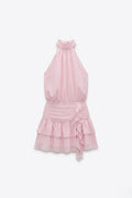 ROBE COURTE À VOLANTS CASCADE