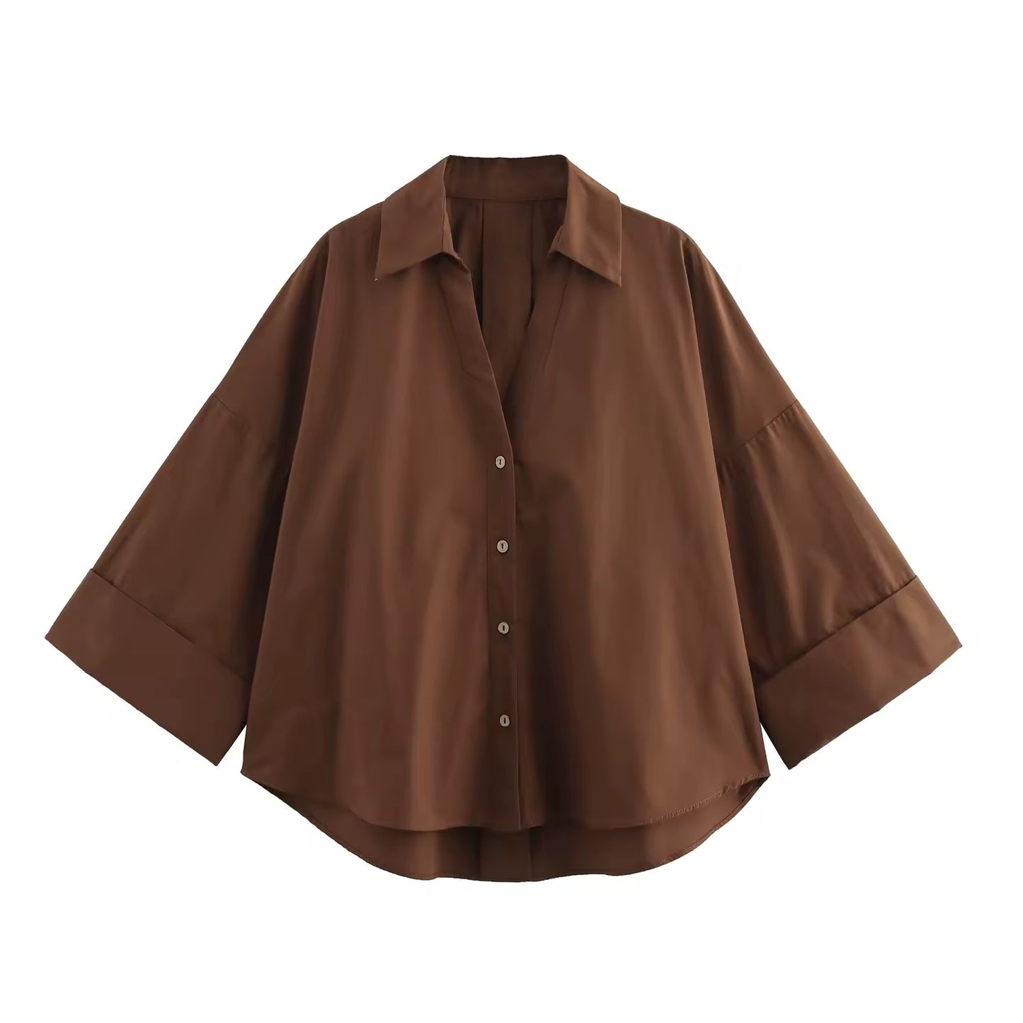 CHEMISE EN COTON À MANCHES LARGES