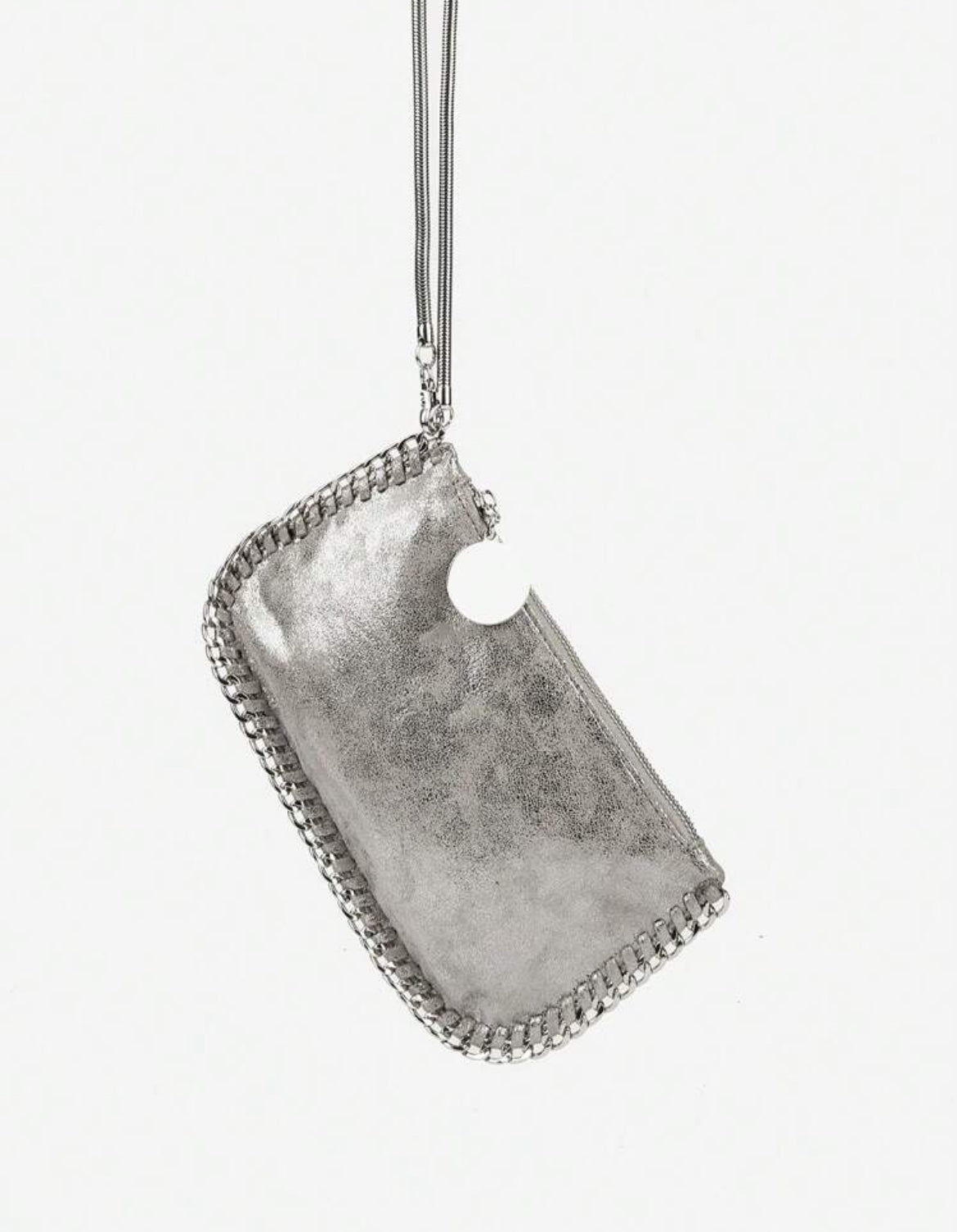 POCHETTE MÉTALLIQUE EN CUIR PU