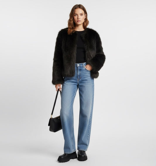 VESTE COURTE EFFET FOURRURE