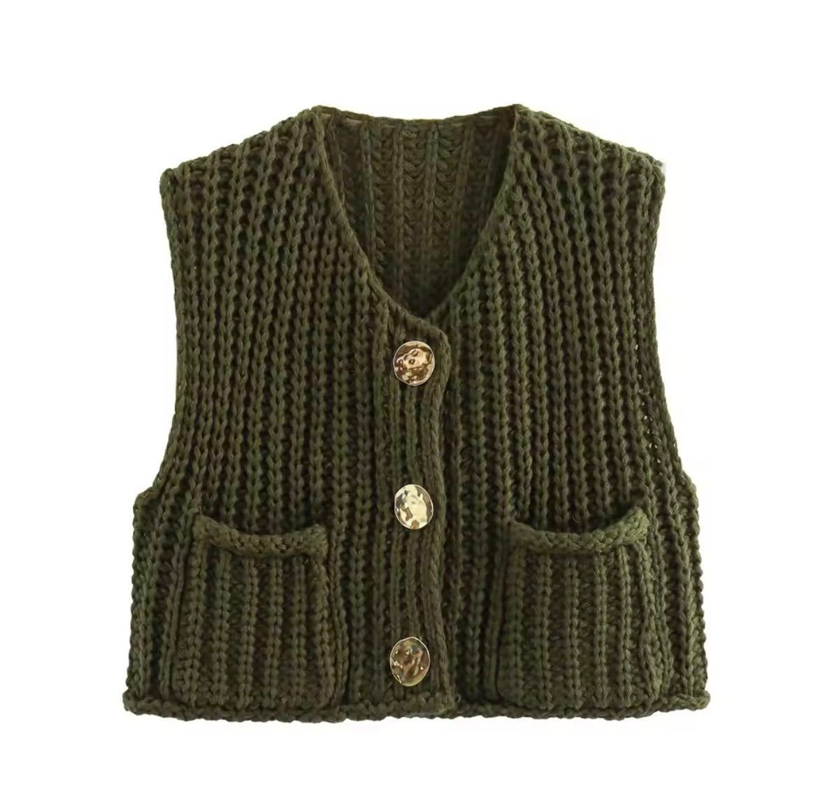 GILET EN MAILLE BOUTONNÉ OR