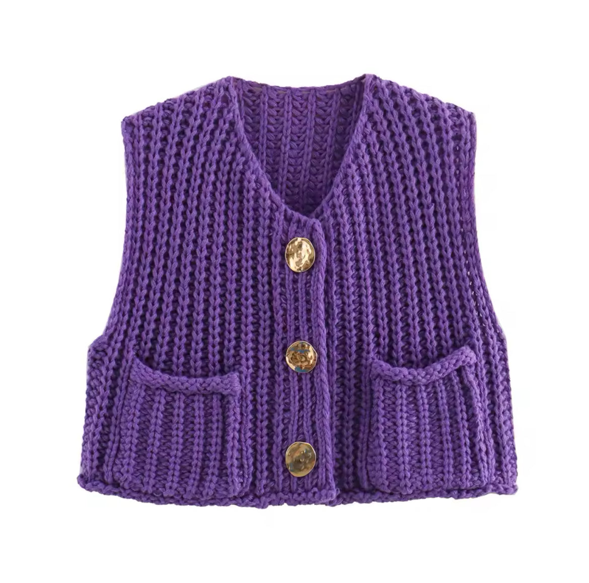 GILET EN MAILLE BOUTONNÉ OR