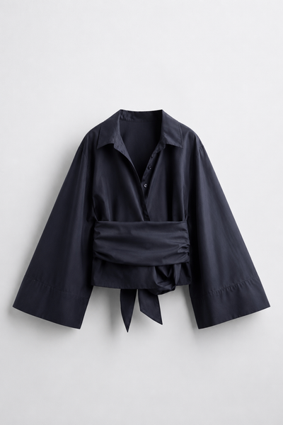 CHEMISE COURTE COL CHEMISE CEINTURÉE