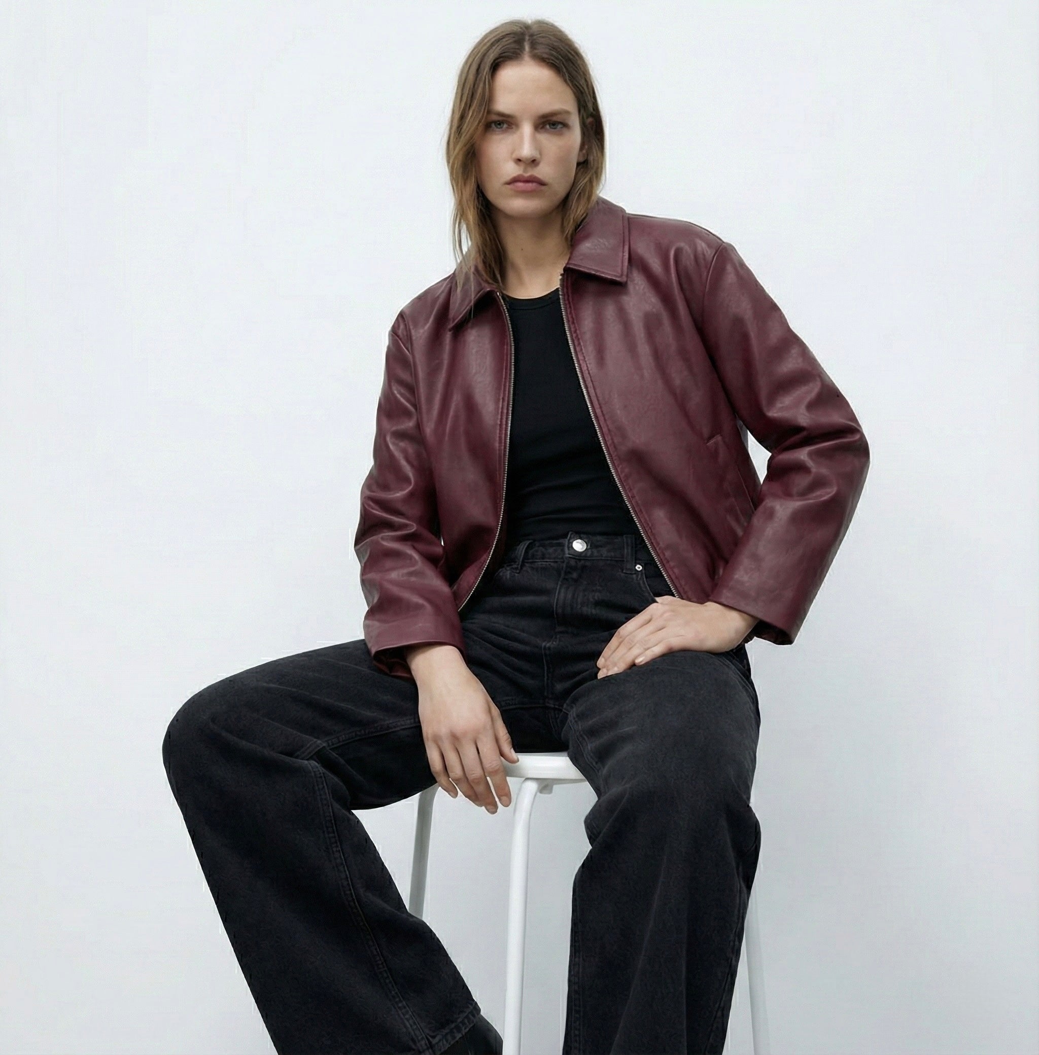 BLOUSON ZIPPÉ SIMILI MAT