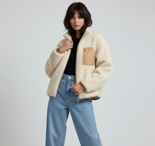 VESTE POLAIRE À POCHES CONTRASTÉES