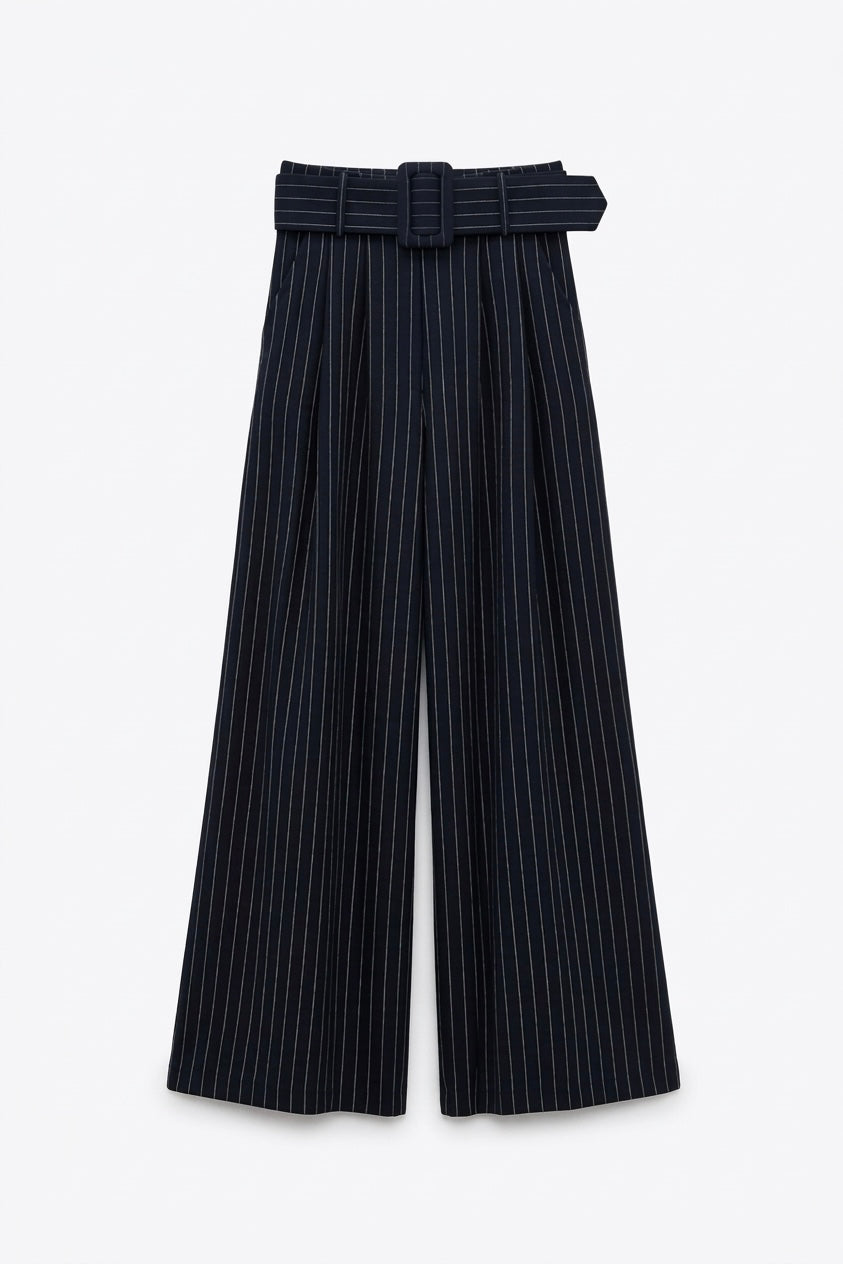 PANTALON RAYÉ AVEC CEINTURE