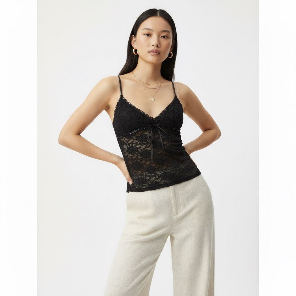 DÉBARDEUR DENTELLE À LIENS