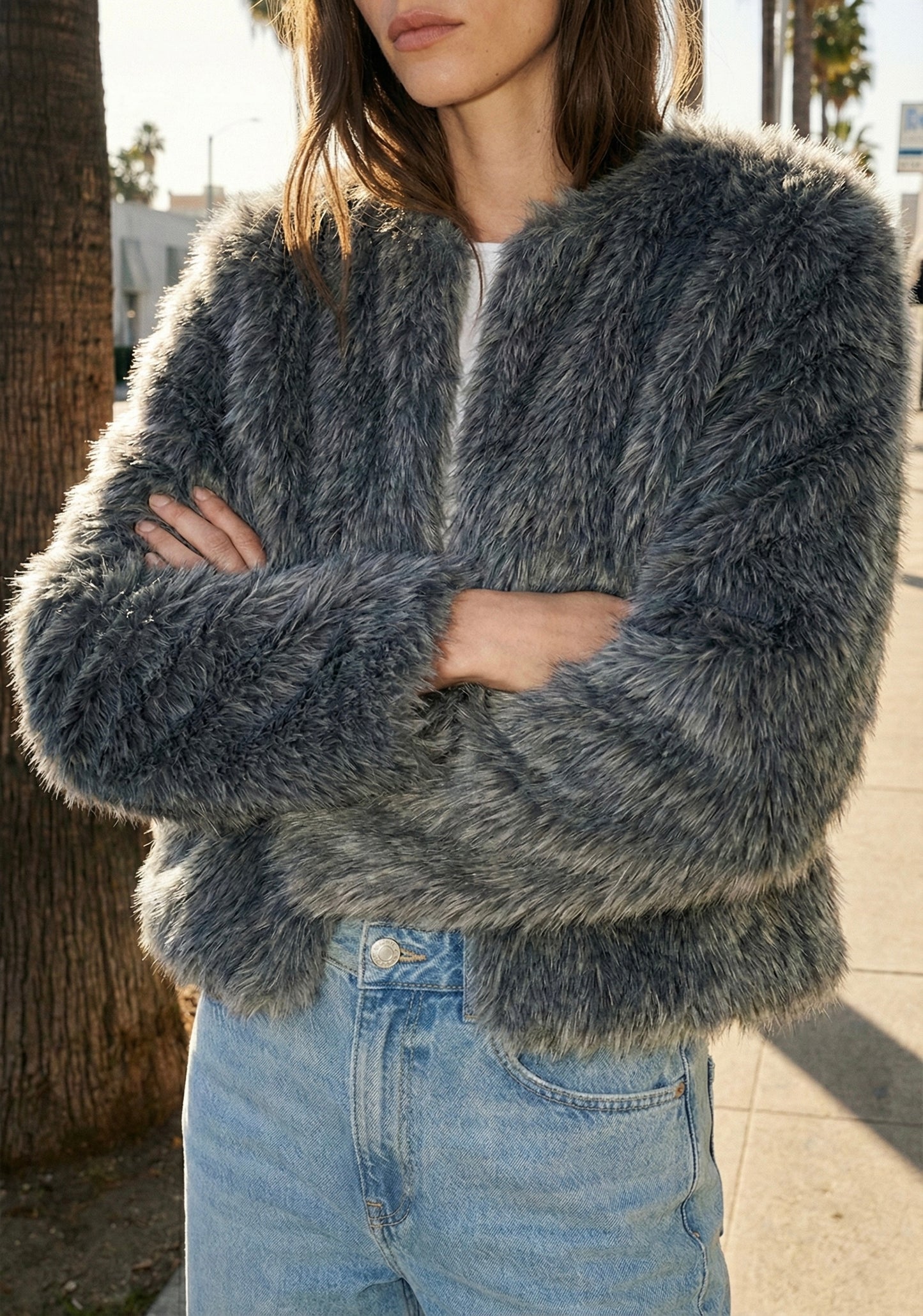 VESTE TEXTURÉE EFFET FOURRURE