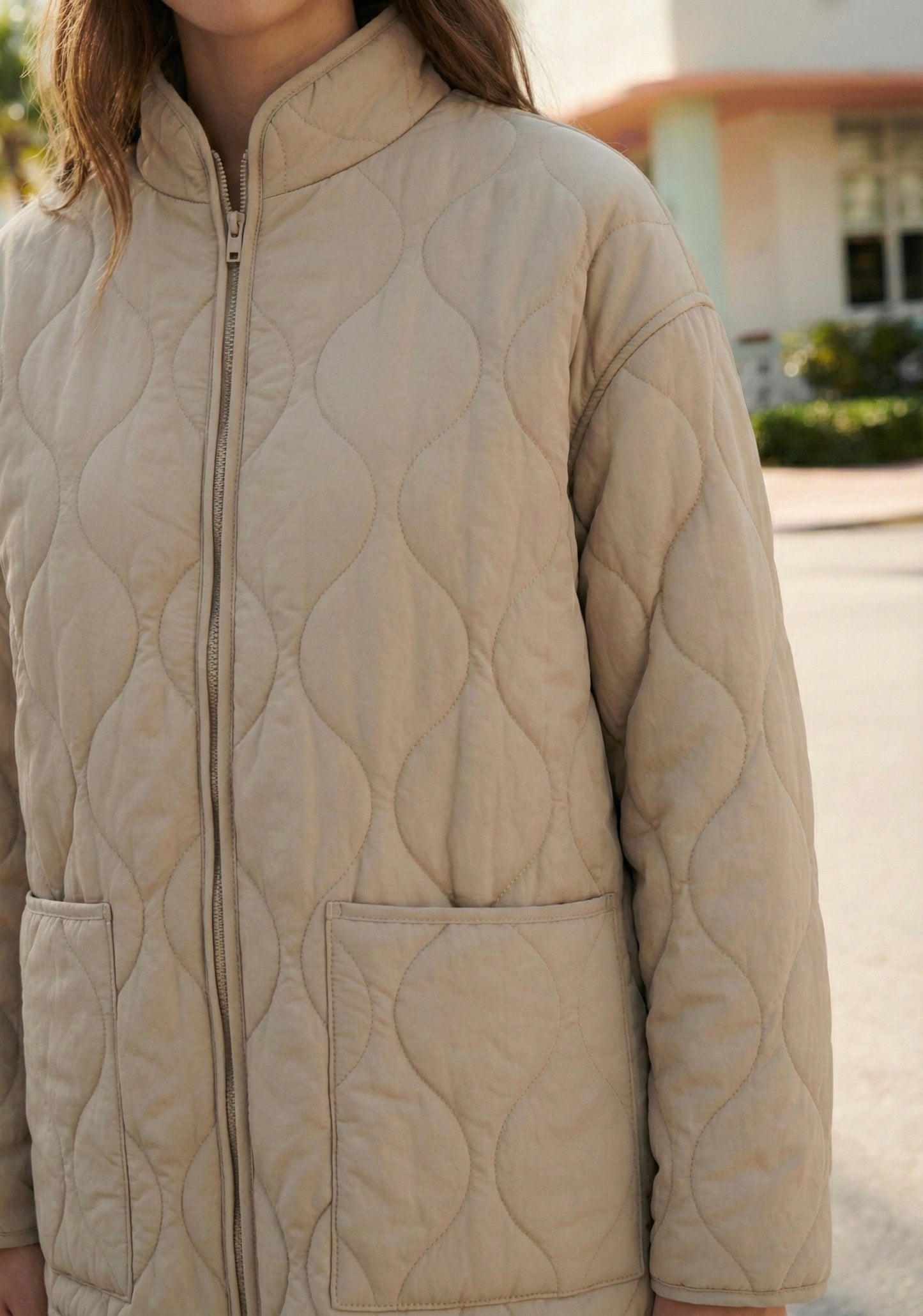 VESTE MATELASSÉE ZIPPÉE À COL ROND