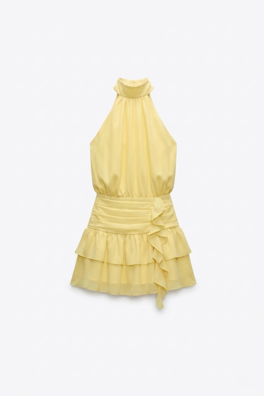 ROBE COURTE À VOLANTS CASCADE