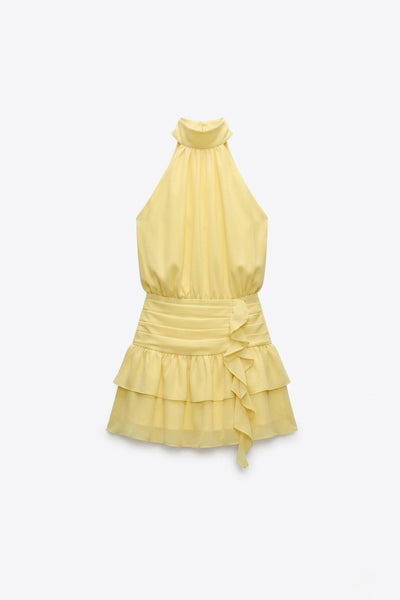 ROBE COURTE À VOLANTS CASCADE