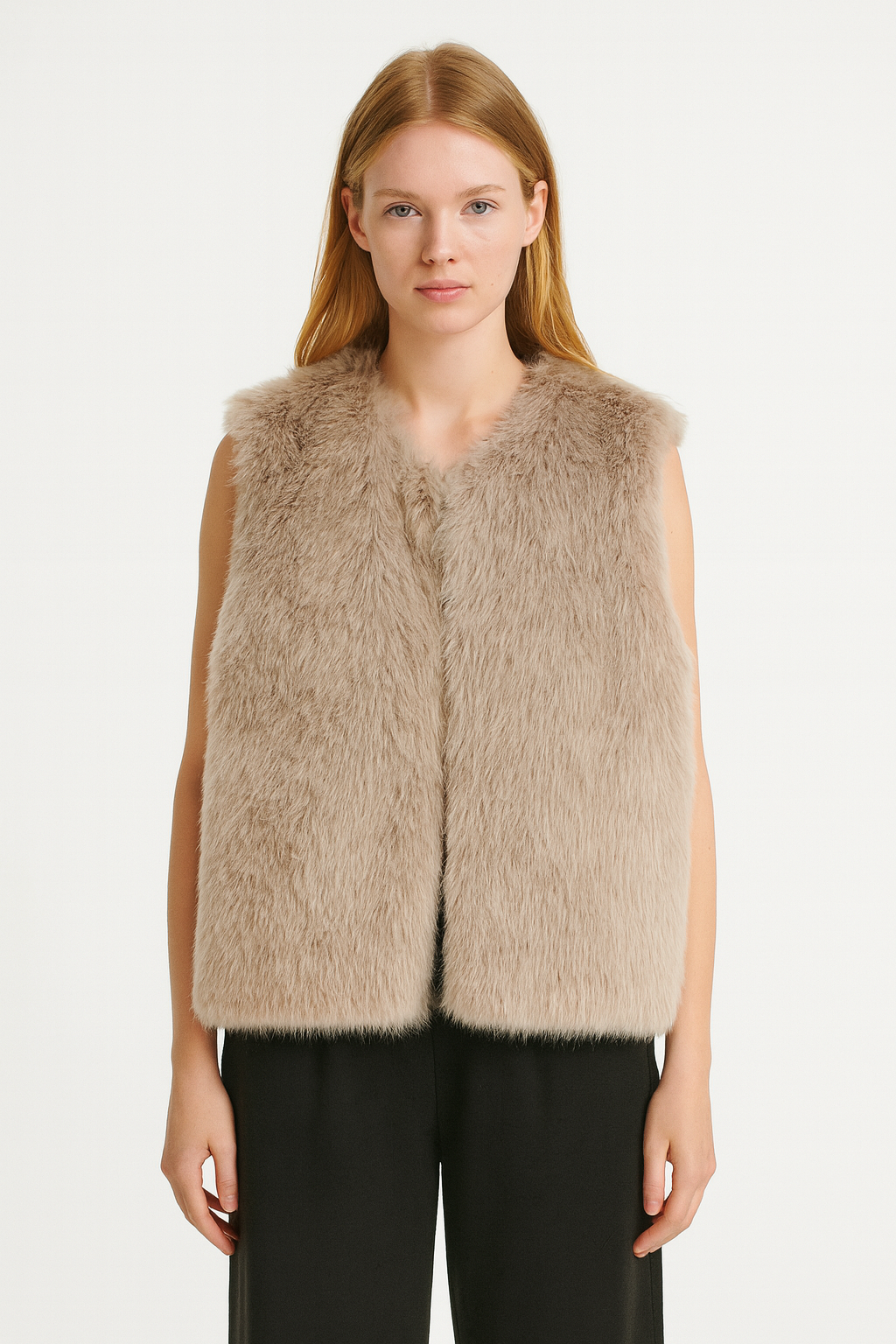 GILET SANS MANCHES EFFET FOURRURE