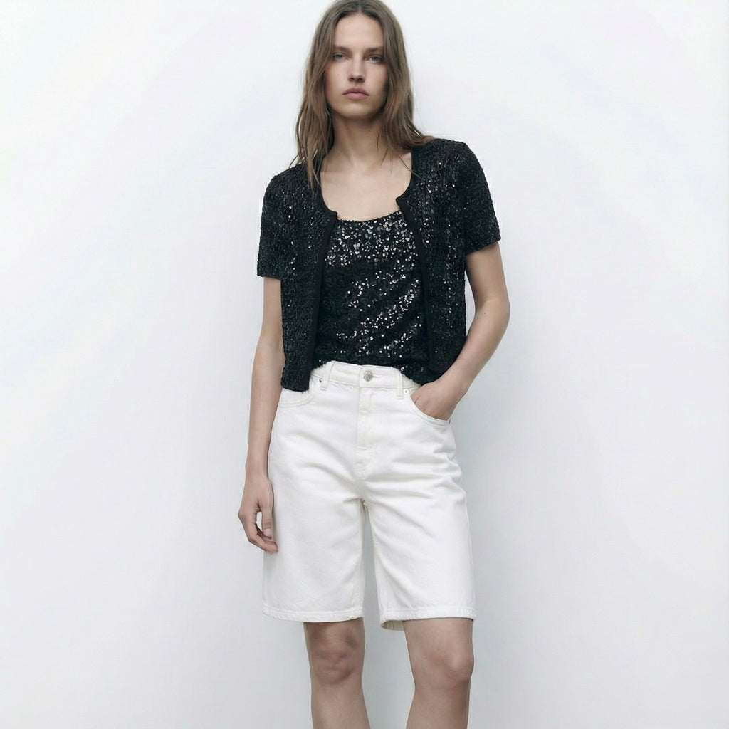 TOP EN MAILLE À SEQUINS