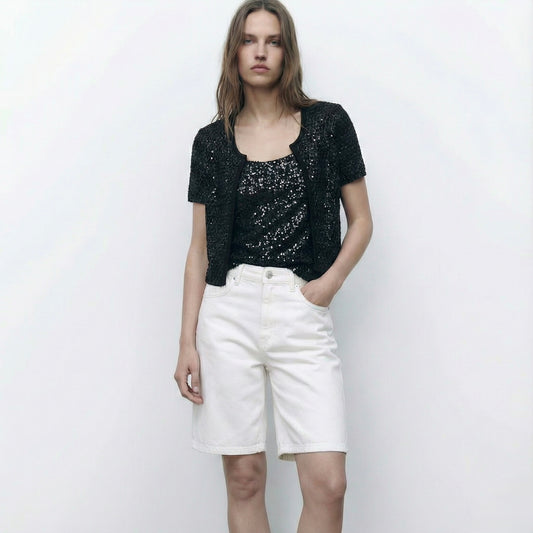 TOP EN MAILLE À SEQUINS