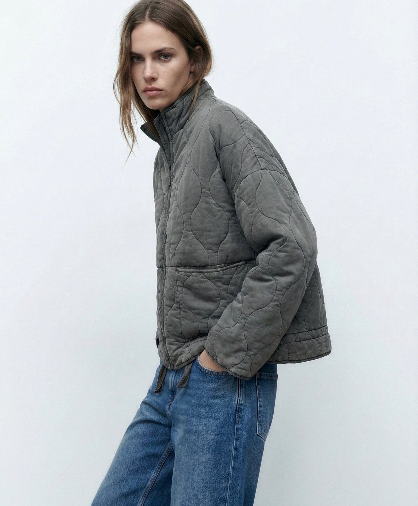 BLOUSON MATELASSÉ OVERSIZE À LIENS