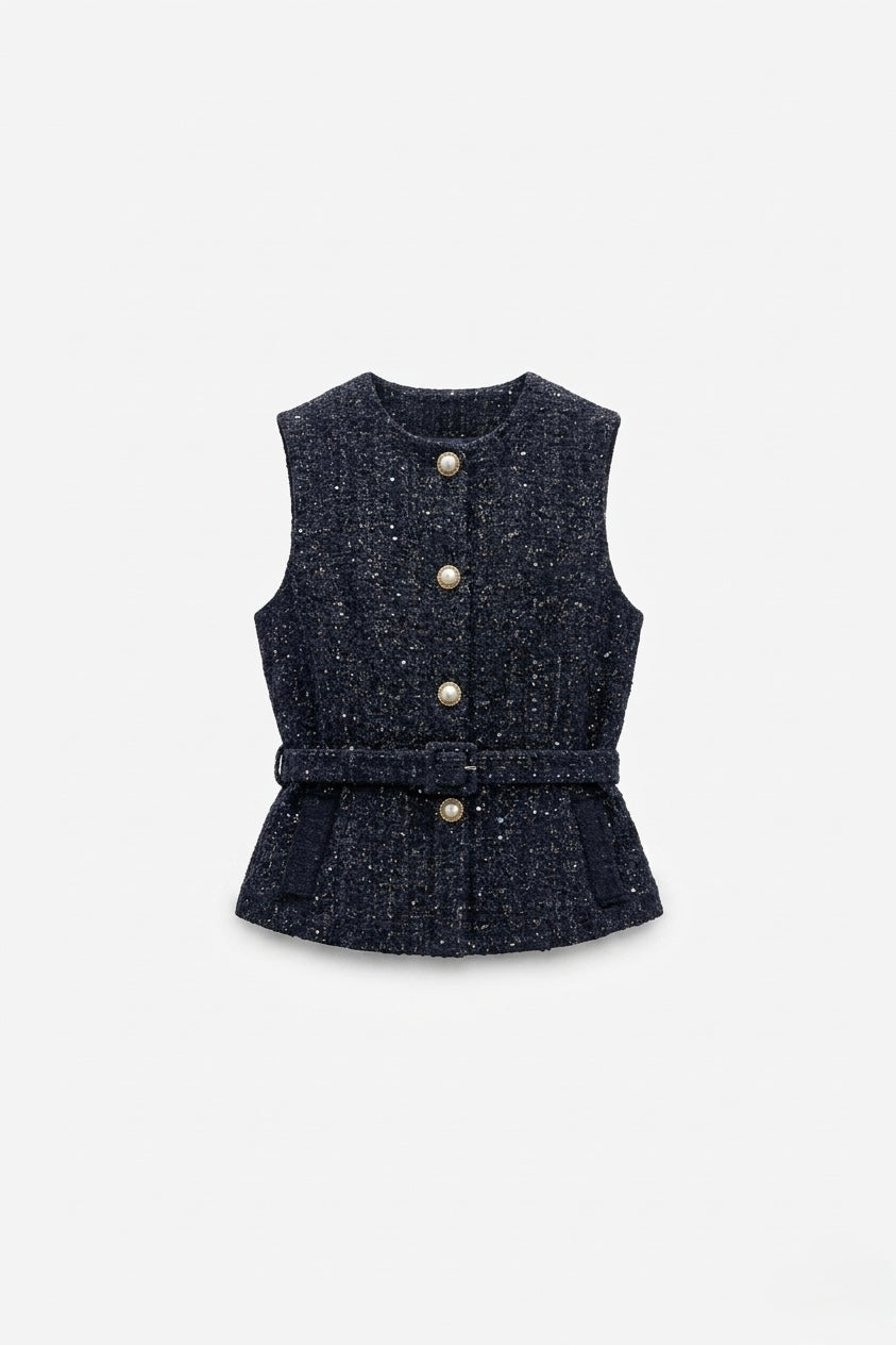 TWEED BELTED WAISTCOAT