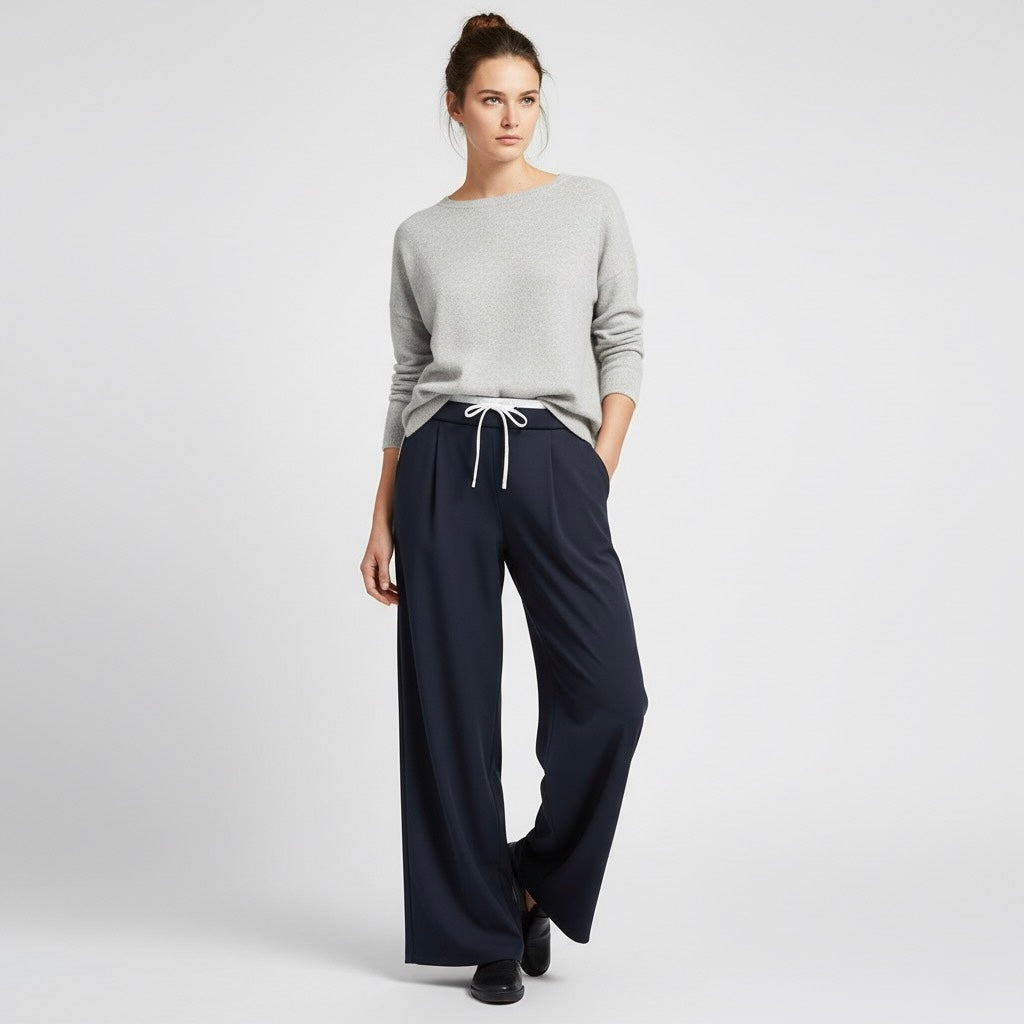 PANTALON LARGE À CORDON CONTRASTANT