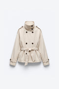 VESTE COURTE STYLE TRENCH À CEINTURE