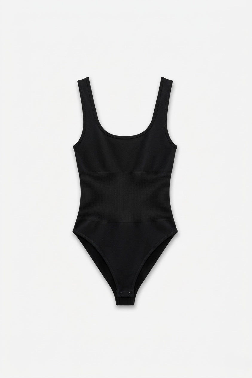 BODY NOIR À CÔTES