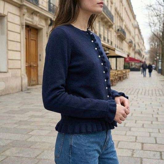 CARDIGAN EN MAILLE À VOLANTS