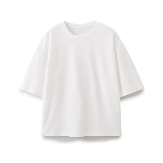 Tee-shirt oversize en coton blanc minimaliste