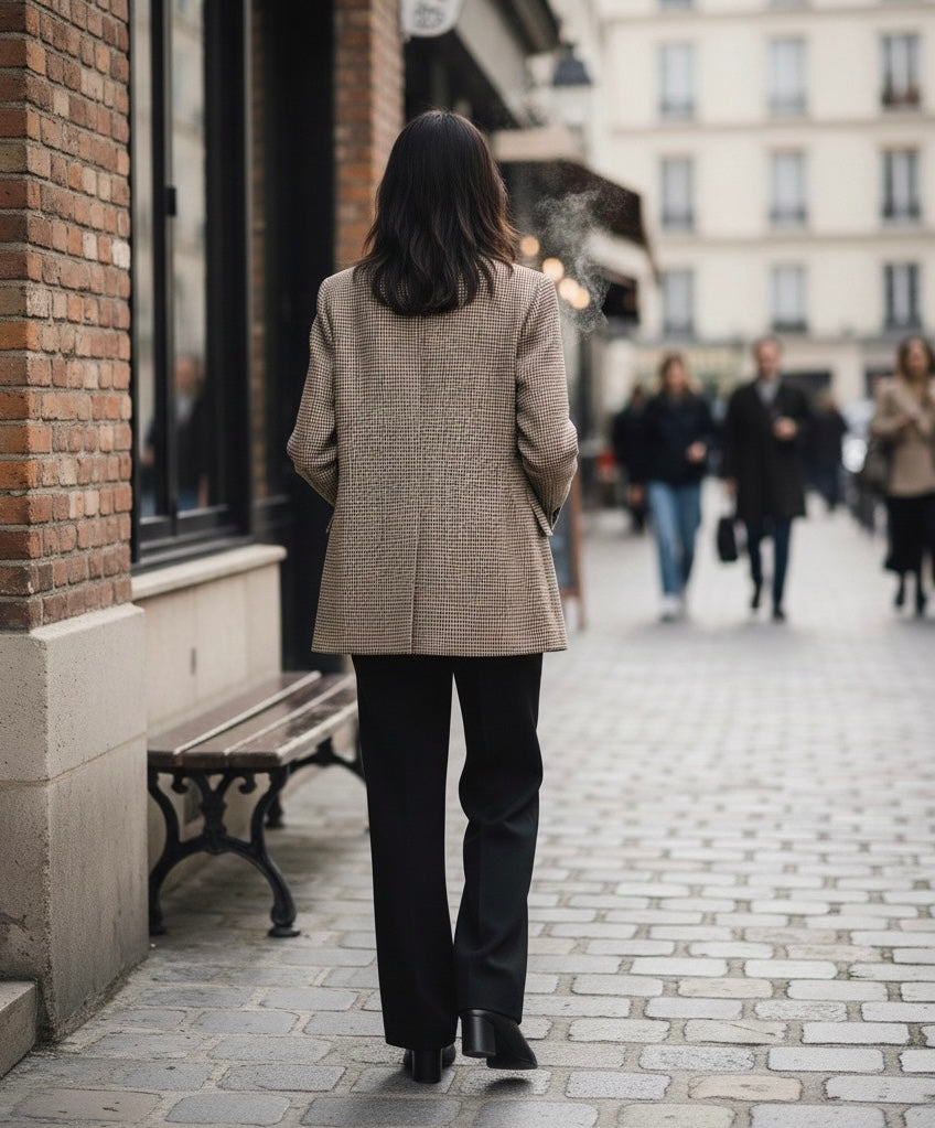 BLAZER IMPRIMÉ À CARREAUX FINS
