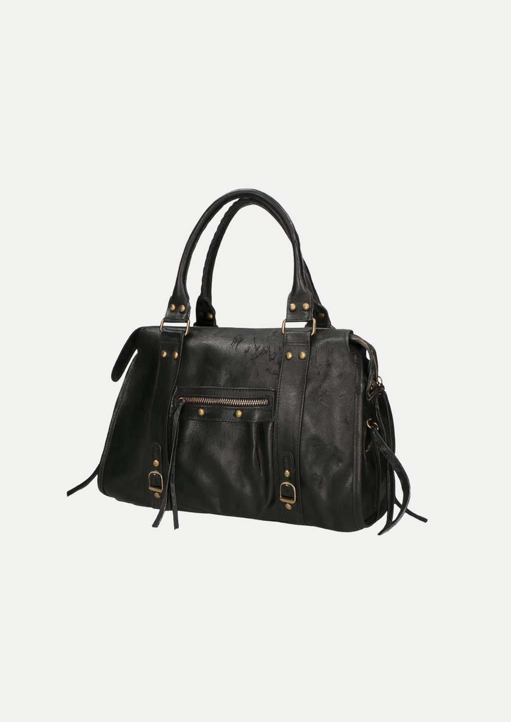 Sac à main en cuir brossé Noir