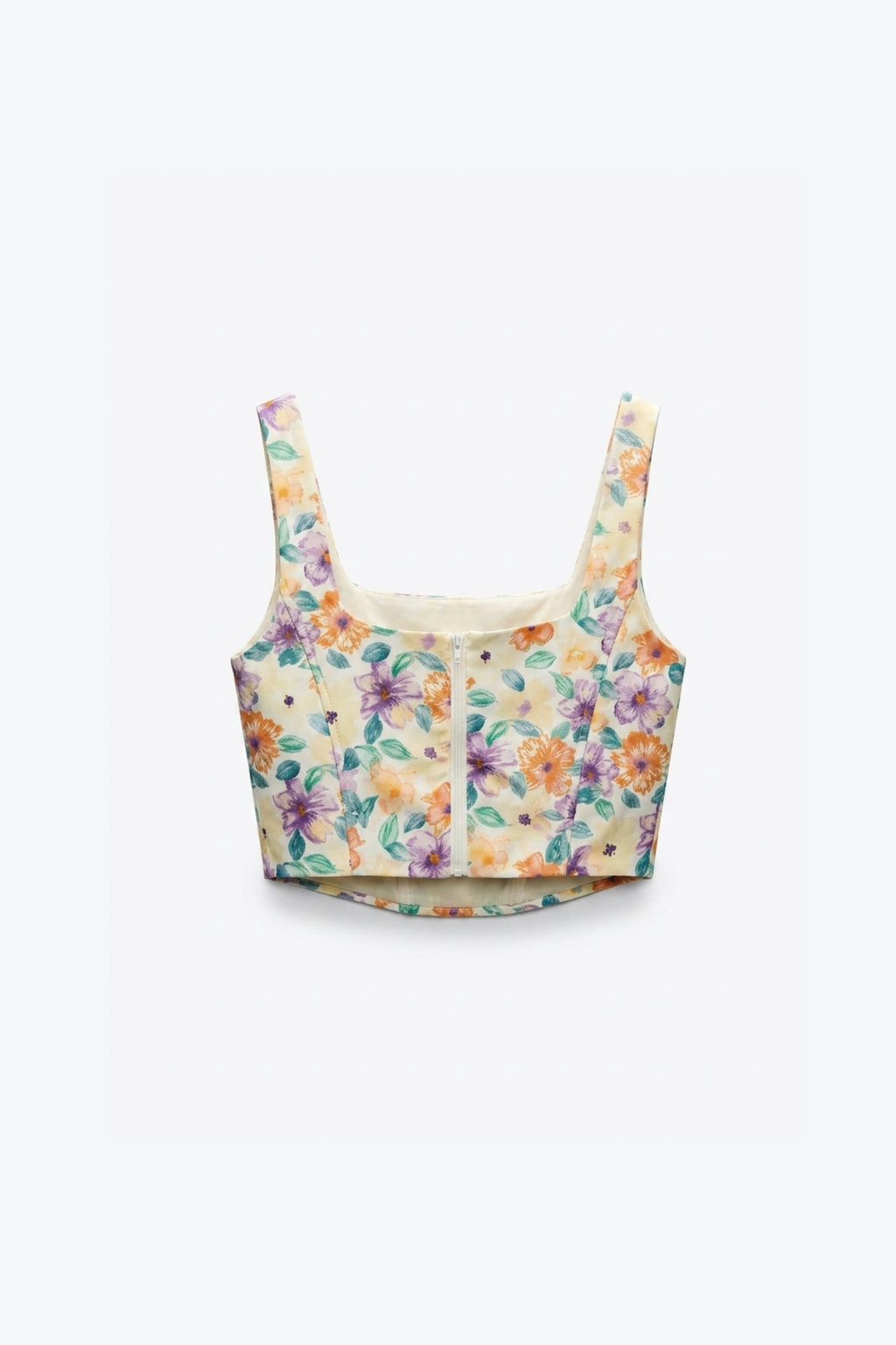 TOP CROPPED FLORAL À LISERÉ