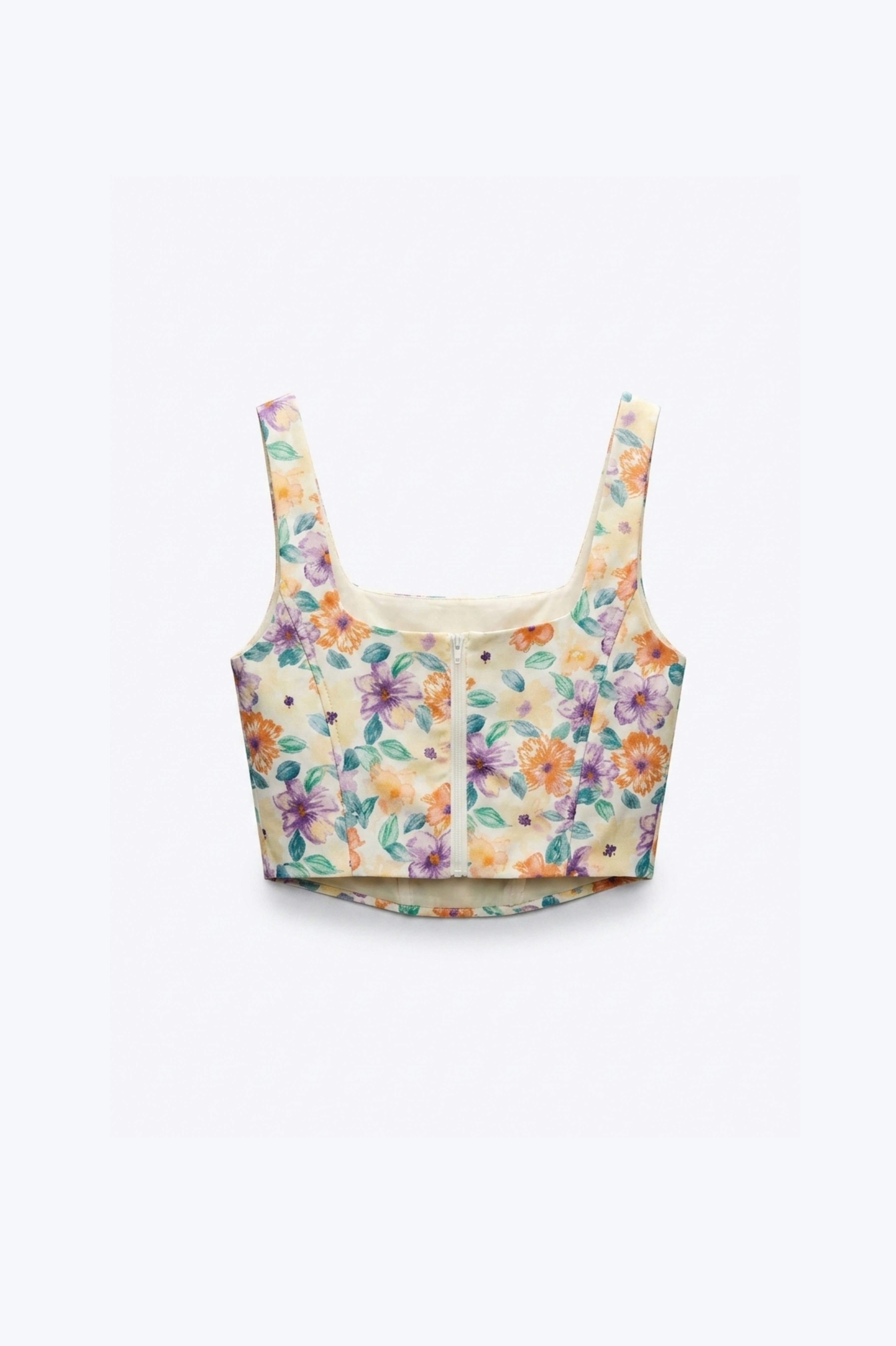 TOP CROPPED FLORAL À LISERÉ