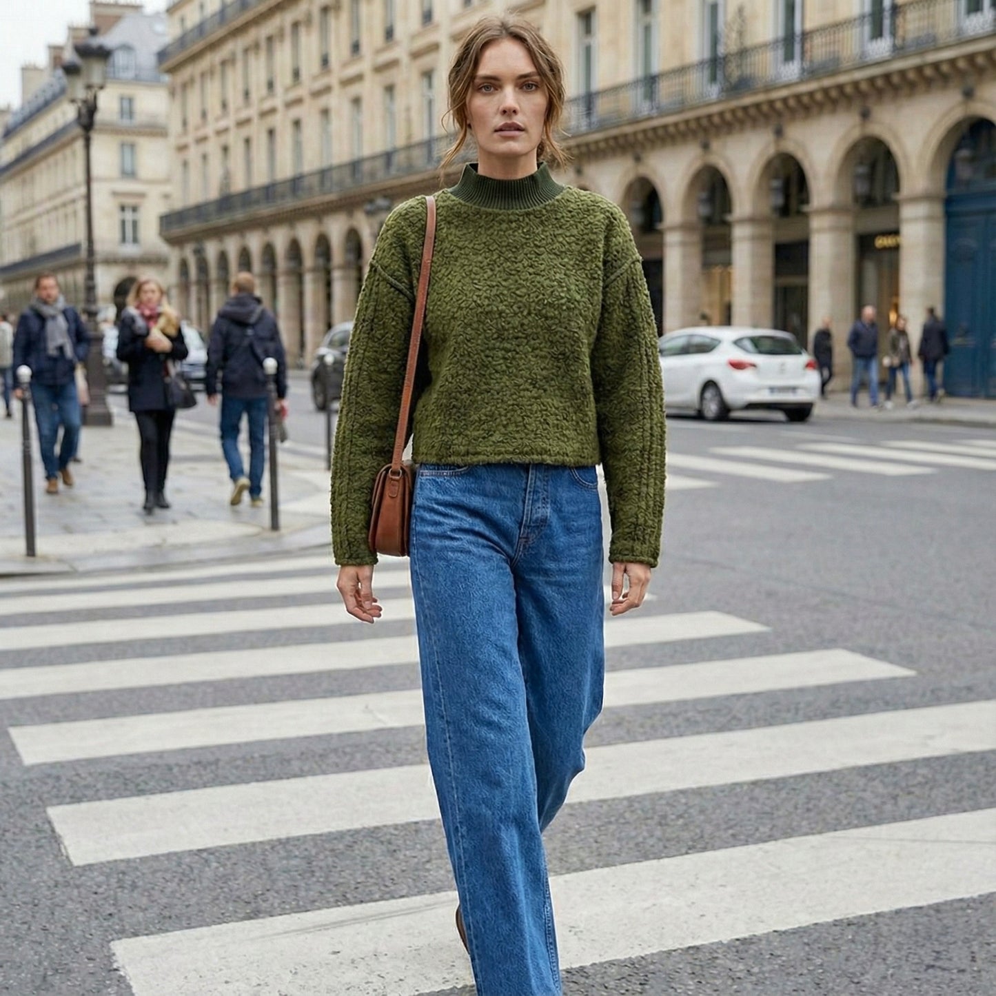 PULL TEXTURÉ À COL MONTANT CÔTELÉ