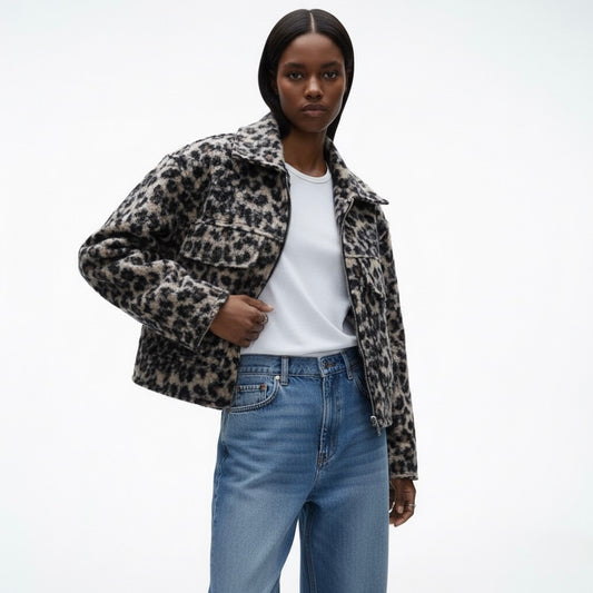 VESTE COURTE IMPRIMÉE ANIMALIER