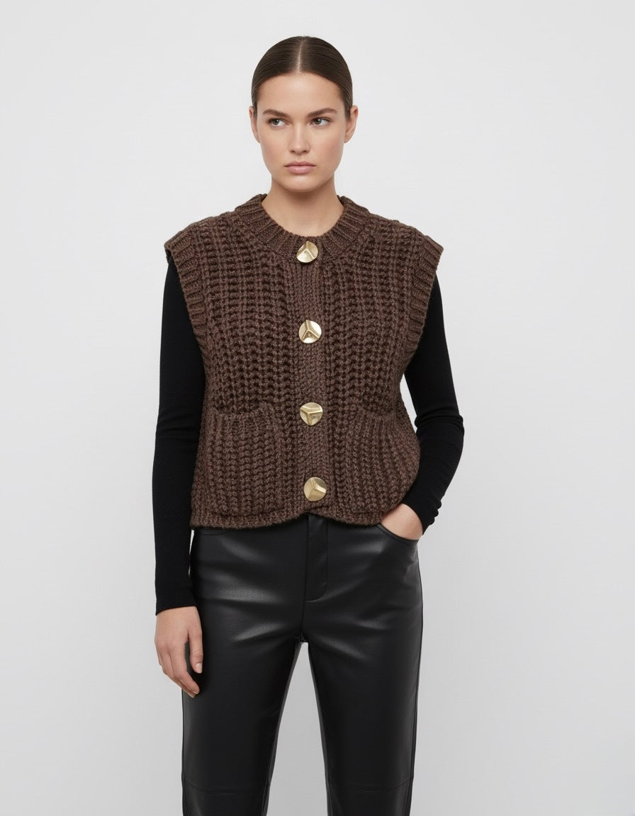 CARDIGAN EN TRICOT SANS MANCHES