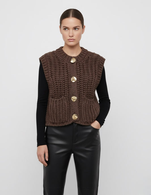 CARDIGAN IN MAGLIA SENZA MANICHE 