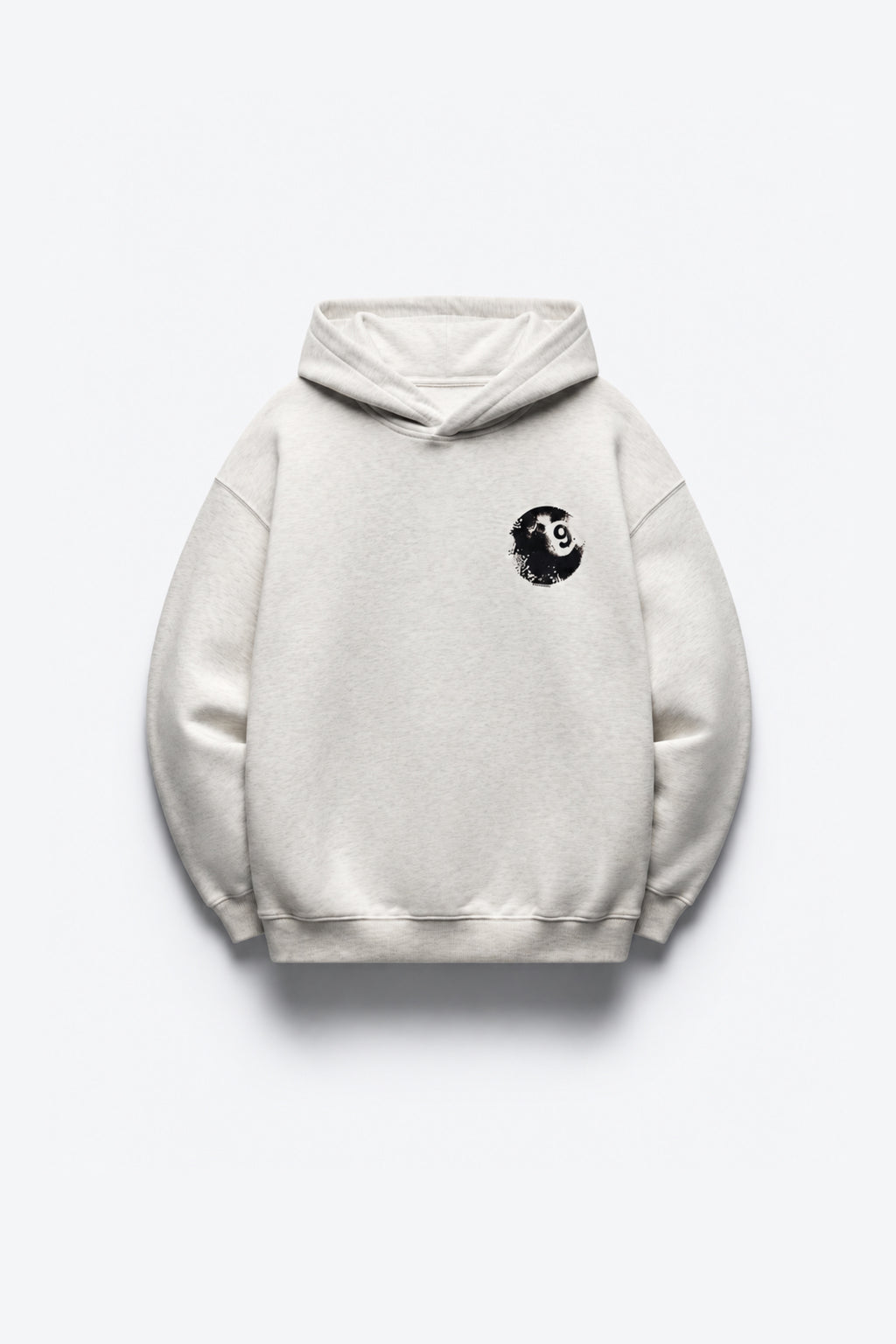 SWEAT-SHIRT À CAPUCHE EN MOLLETON CHINÉ AVEC IMPRESSION PLACÉE
