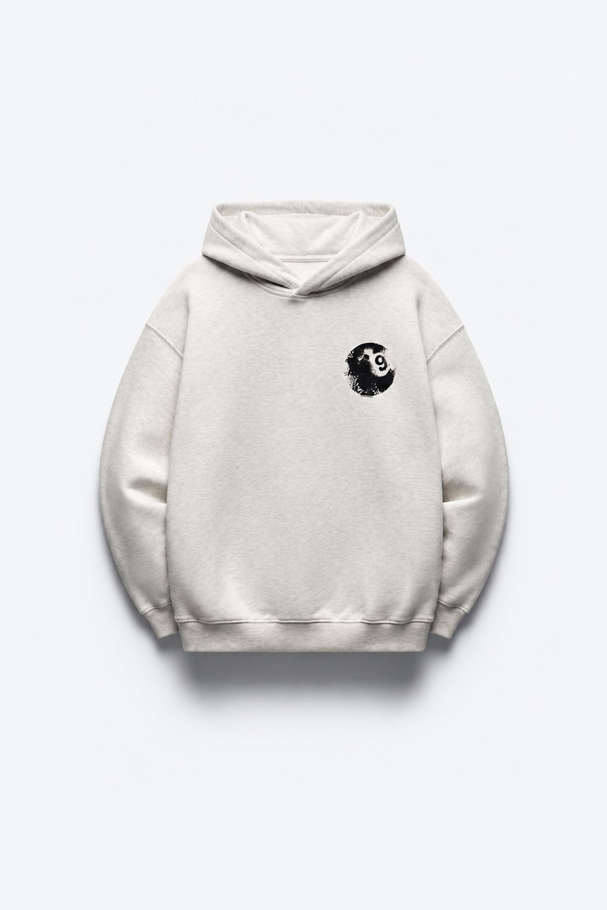 SWEAT-SHIRT À CAPUCHE EN MOLLETON CHINÉ AVEC IMPRESSION PLACÉE