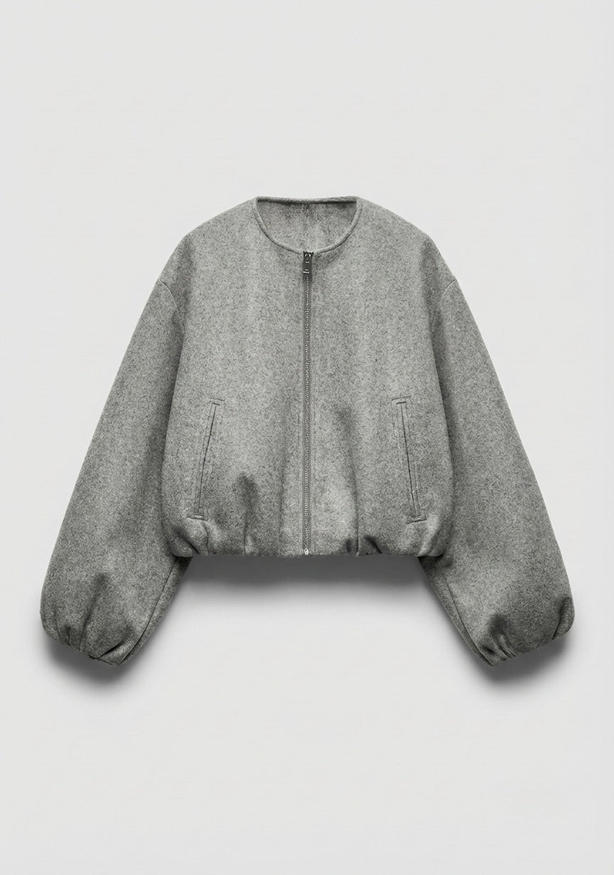 VESTE ZIPPÉE À MANCHES VOLUMINEUSES