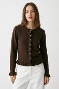 CARDIGAN MAILLE TEXTURÉE À FINITIONS VOLANTÉES
