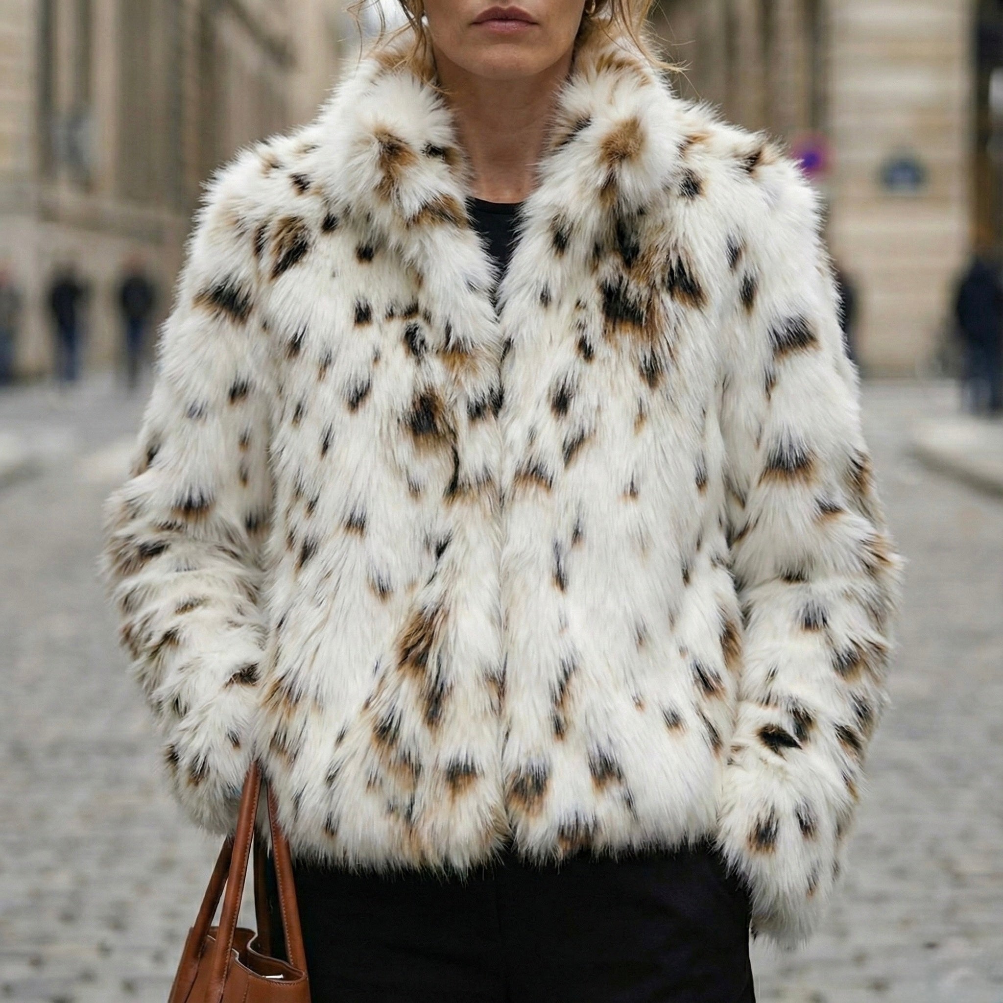 Giacca effetto pelliccia stampa leopardata • Donna