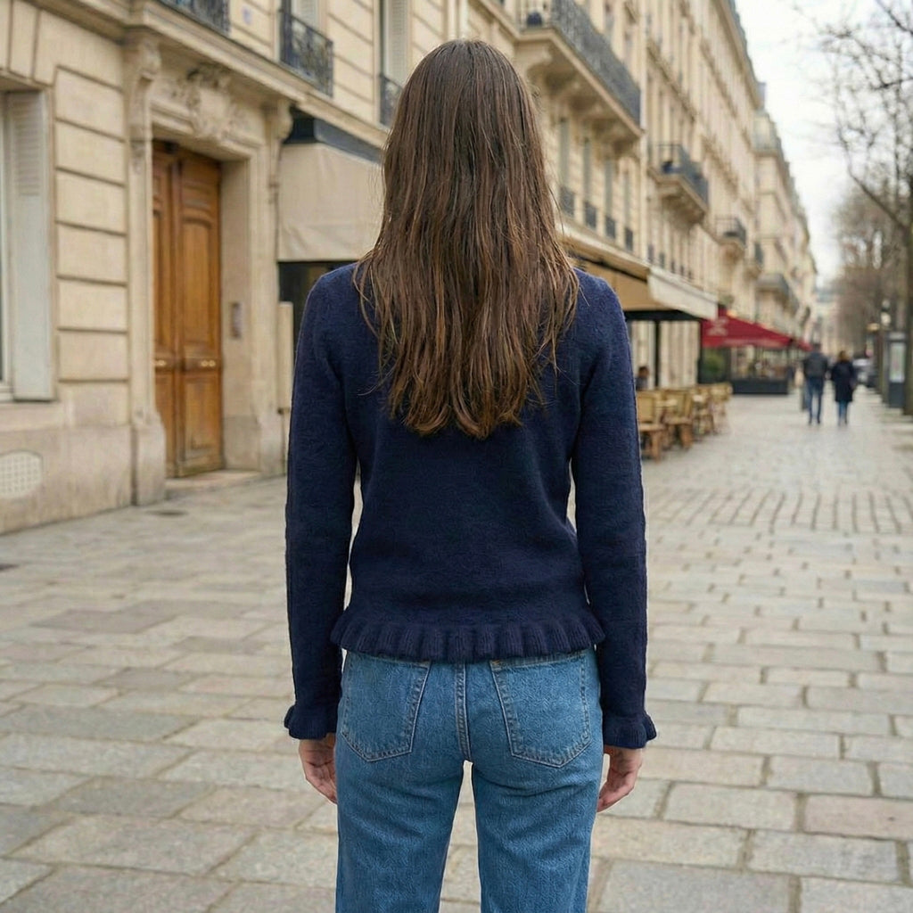 CARDIGAN EN MAILLE À VOLANTS