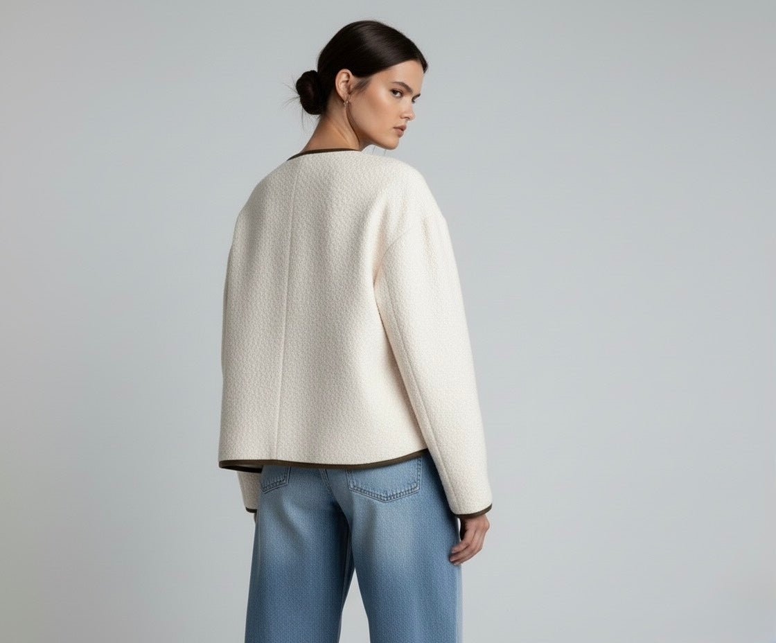 VESTE EFFET LAINE AVEC LIENS À NOUER