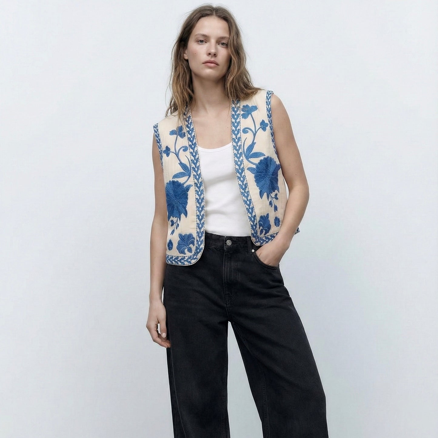 GILET BRODÉ SANS MANCHES