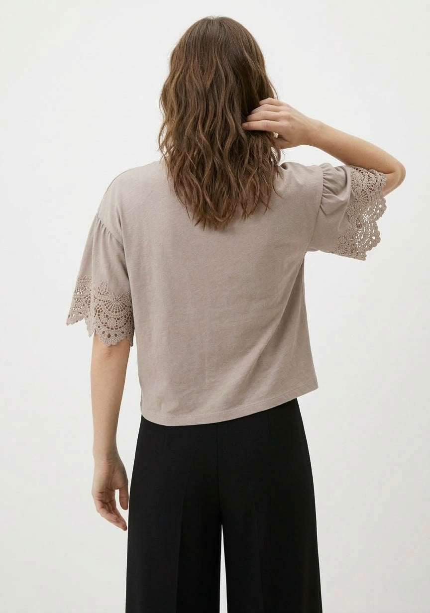 T-SHIRT MANCHES BRODERIE