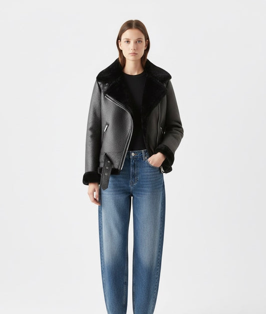 BLOUSON AVIATEUR EFFET CUIR