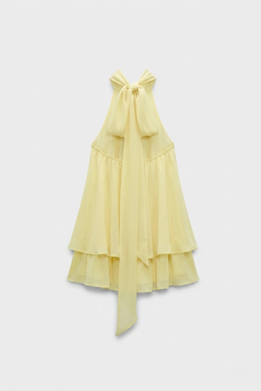 ROBE COURTE À VOLANTS SUPERPOSÉS
