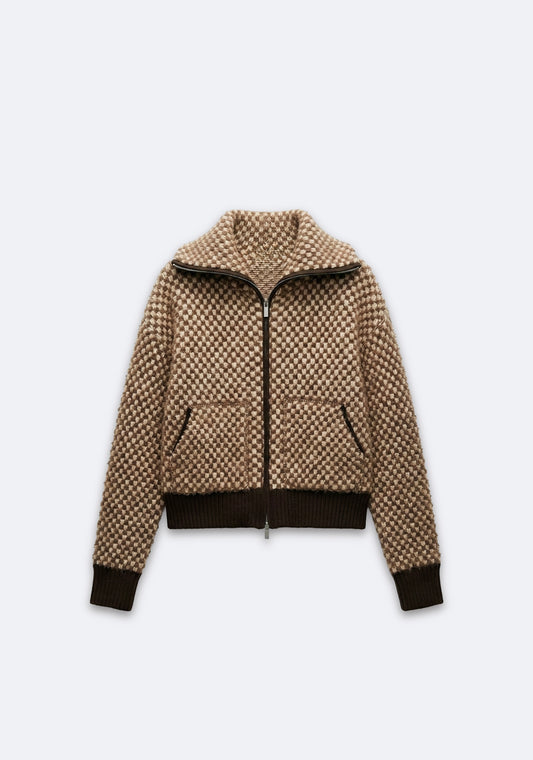VESTE ZIPPÉE EN MAILLE TEXTURÉE