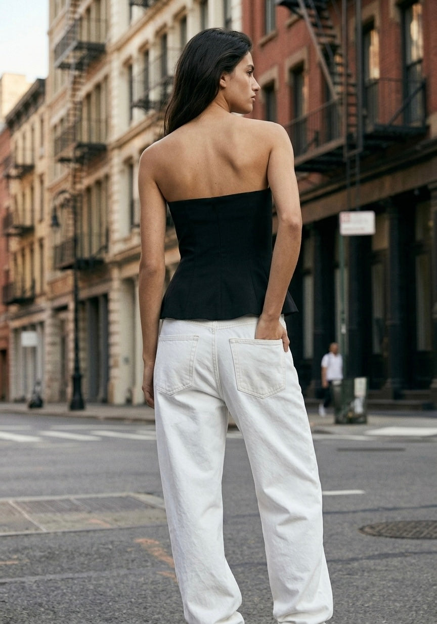 TOP BUSTIER À BASQUE