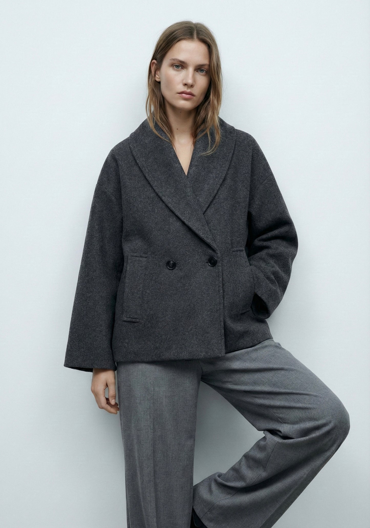 MANTEAU OVERSIZE À COL DRAPÉ
