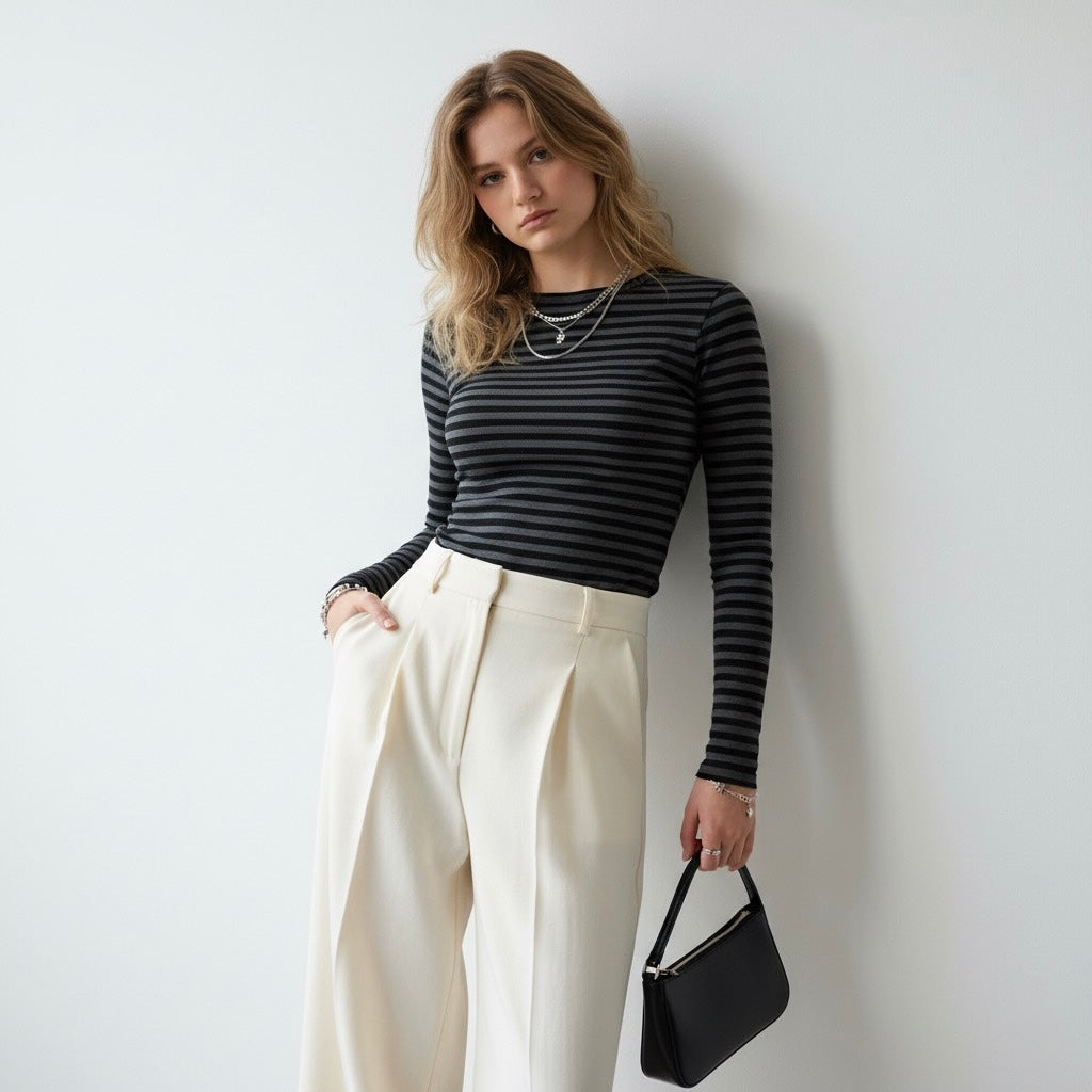 TOP À MANCHES LONGUES RAYÉ